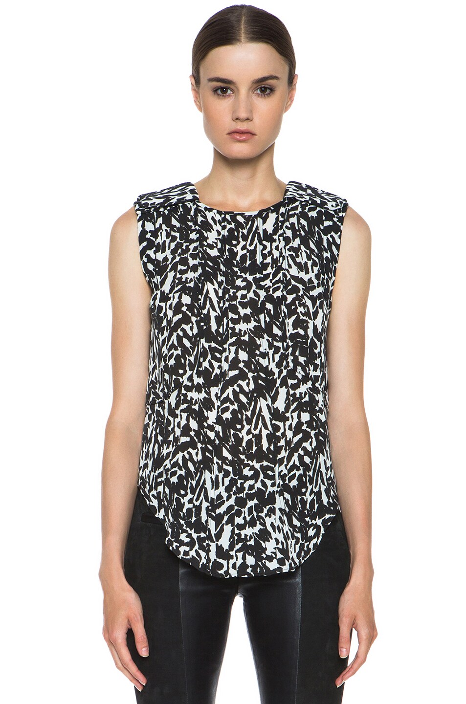 Image 1 of Isabel Marant Moss Charmeuse Leopard Top in Black