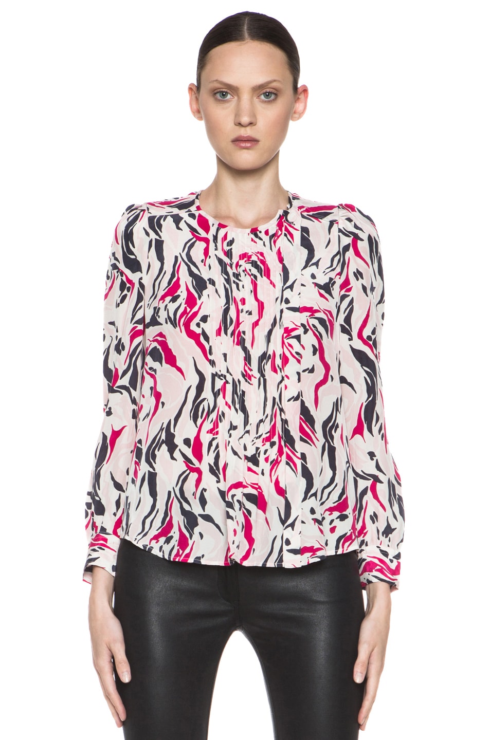 Image 1 of Isabel Marant Sanders Silk Pleated Top in Pink