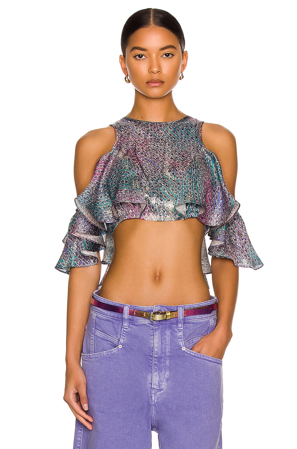 Image 1 of Isabel Marant Fedoria Top in Green & Silver