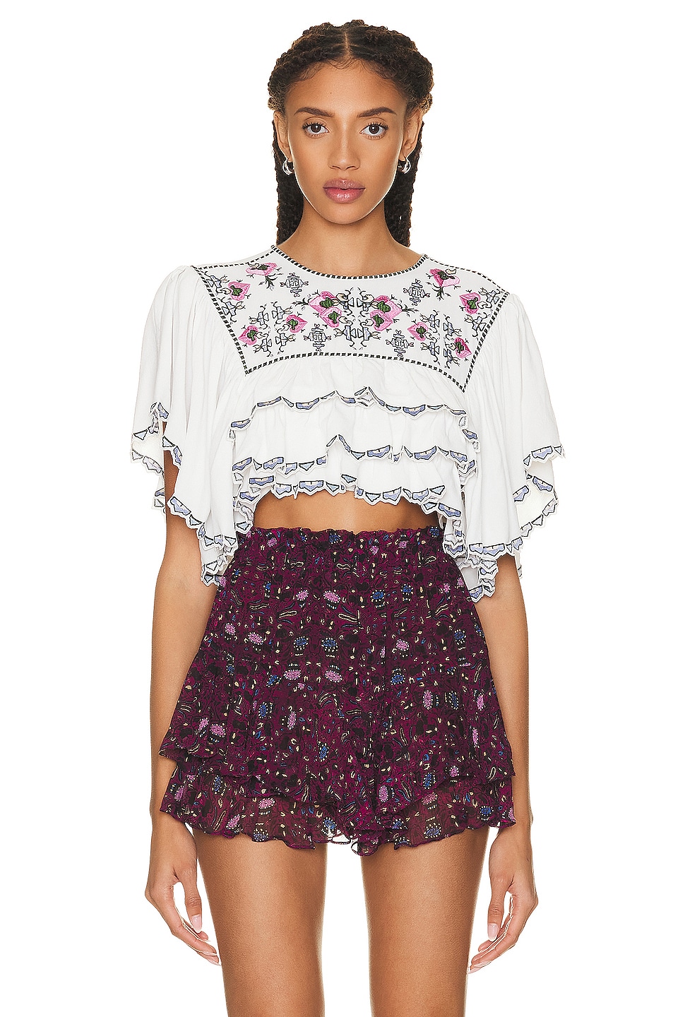 Image 1 of Isabel Marant Sana Embroidered Top in White