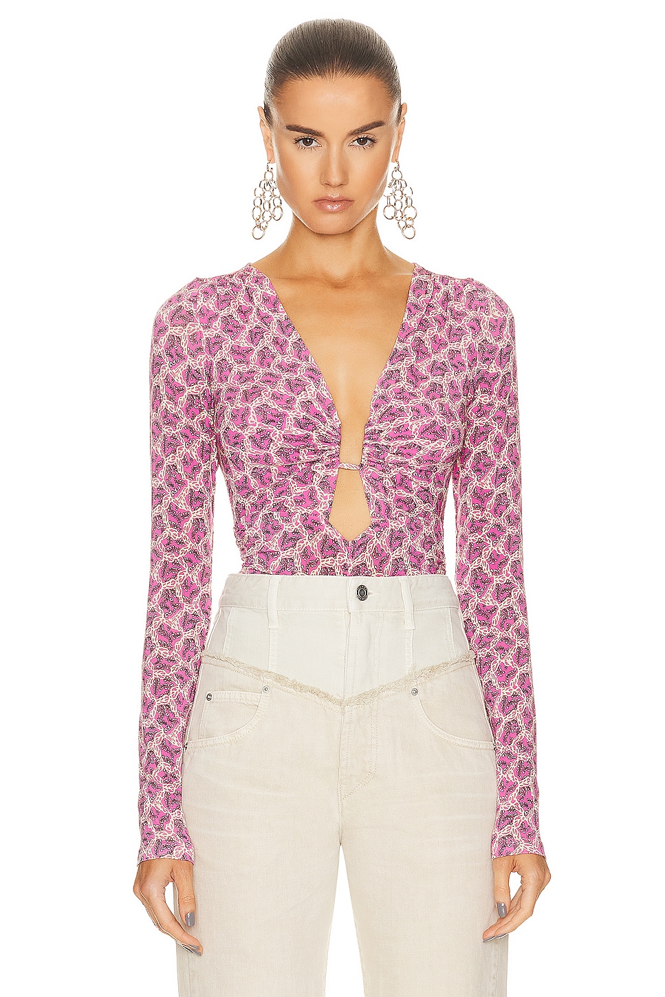 Image 1 of Isabel Marant Laura Fluid Jersey Top in Fuchsia