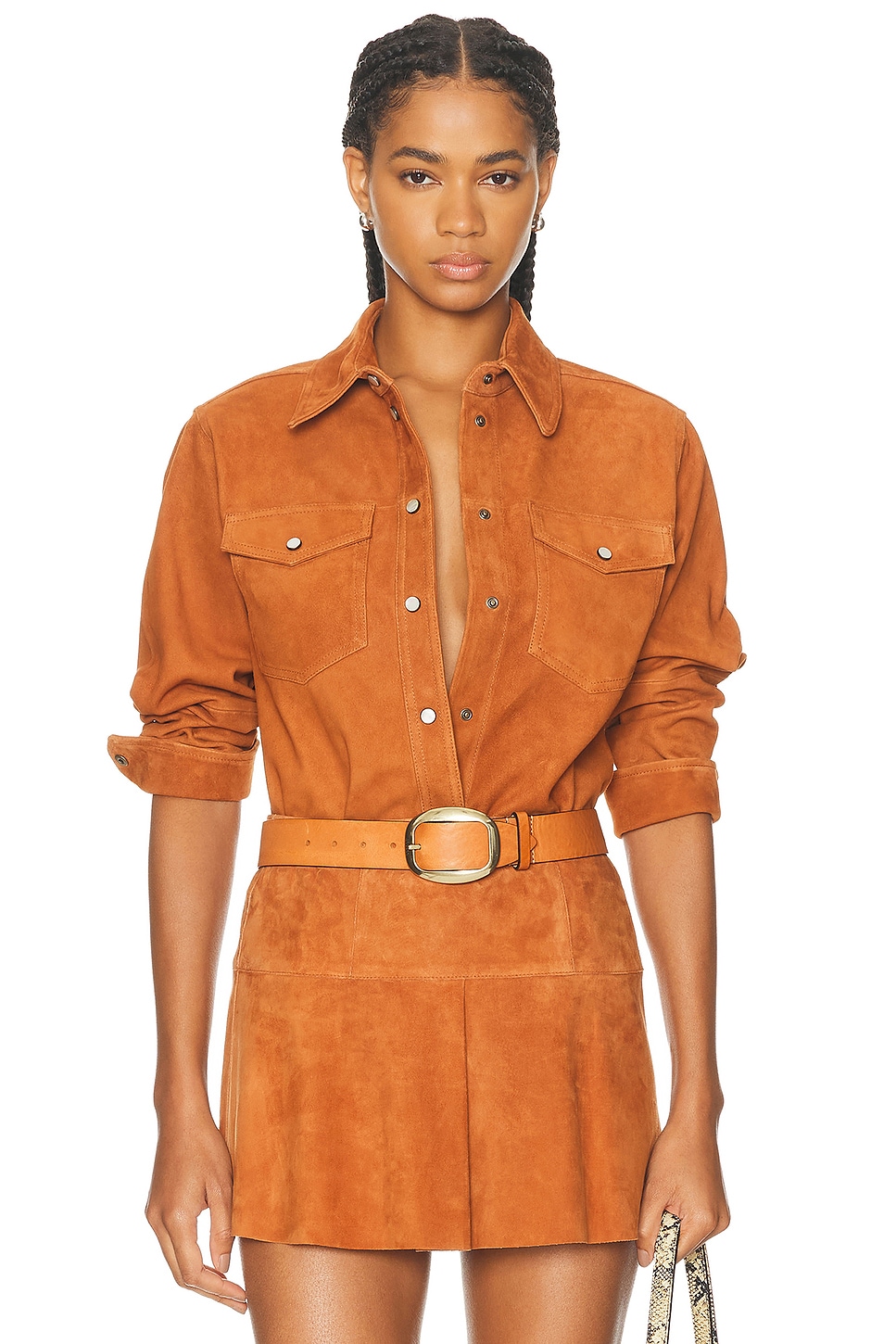Delcia Suede Shirt in Brown