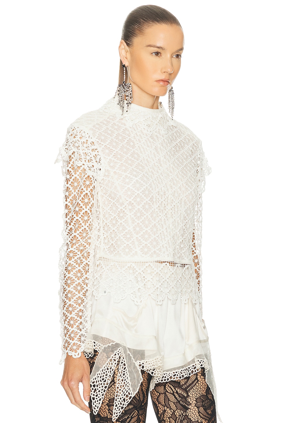 Isabel Marant Ludivine Mock-neck Cotton Lace Top In White