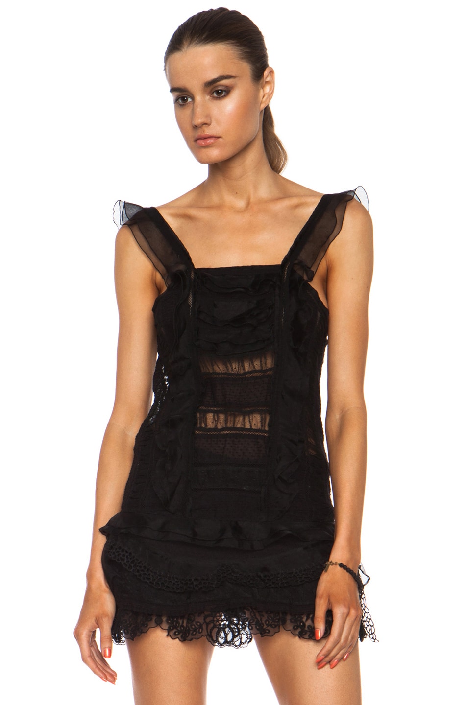 Image 1 of Isabel Marant Quidor Lace Cotton Top in Black