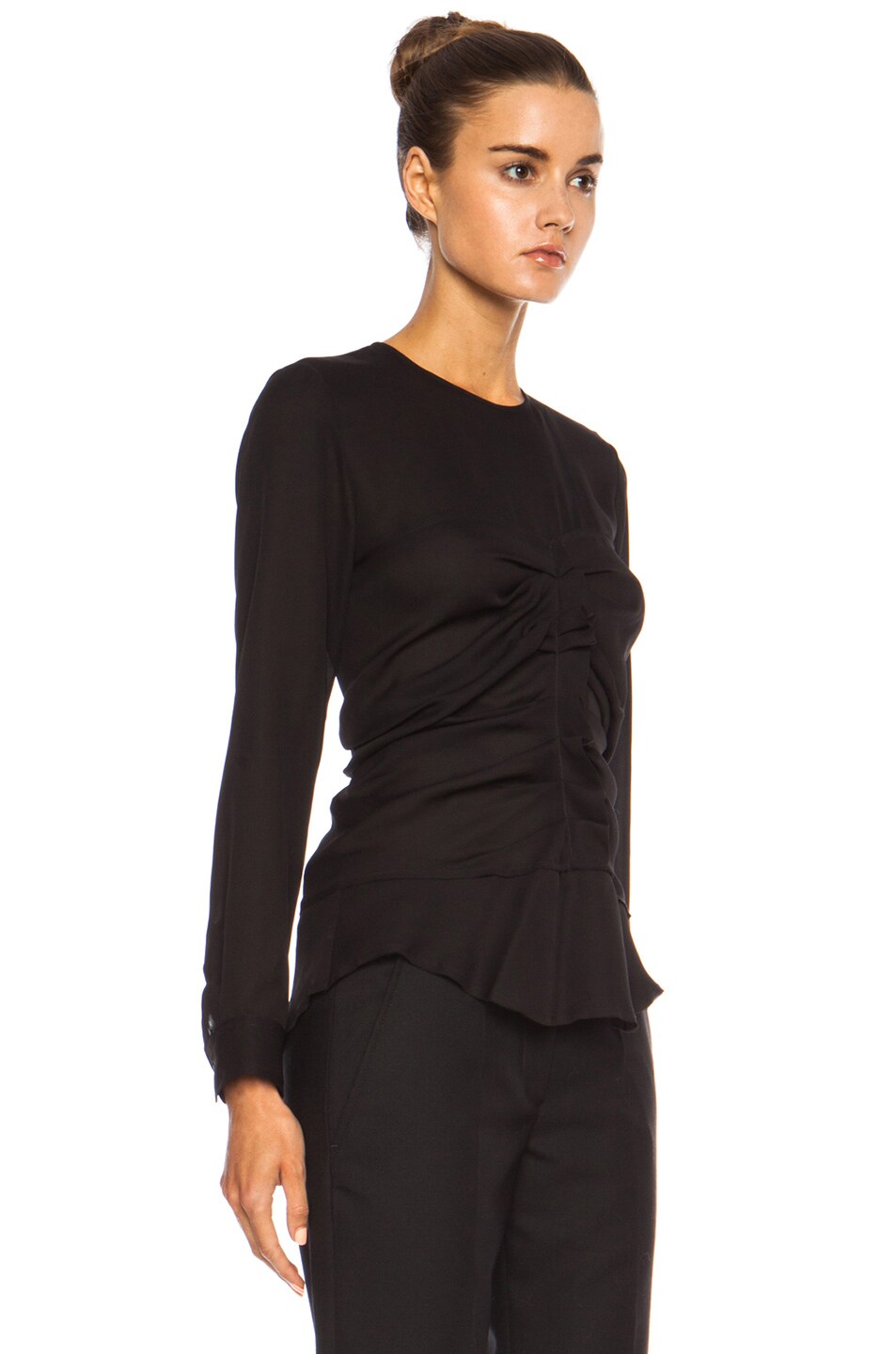 Isabel Marant Heather Ruched Silk Georgette Top in Black | FWRD