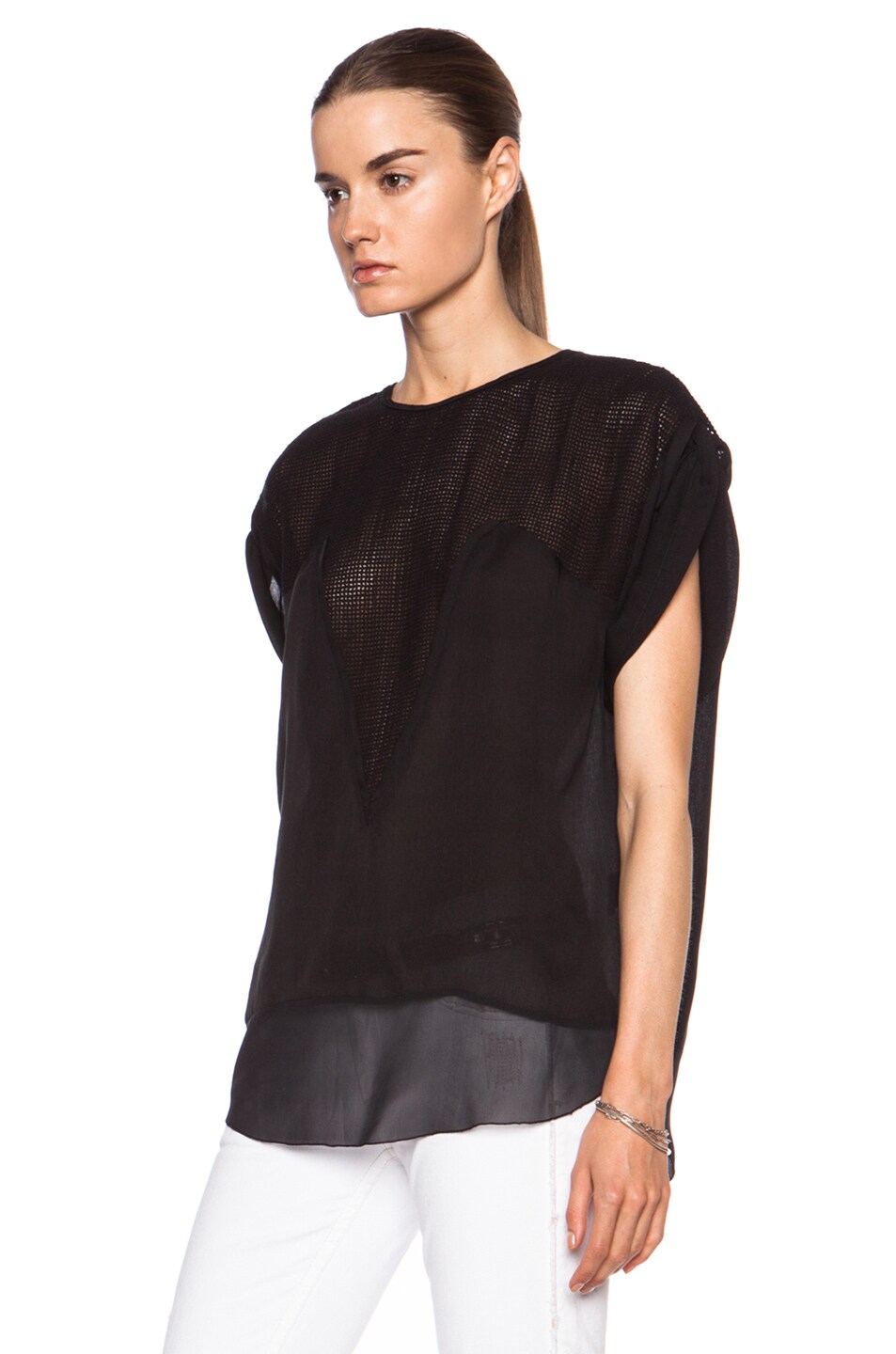 Isabel Marant Rea Modern Flou Cotton Top in Black | FWRD