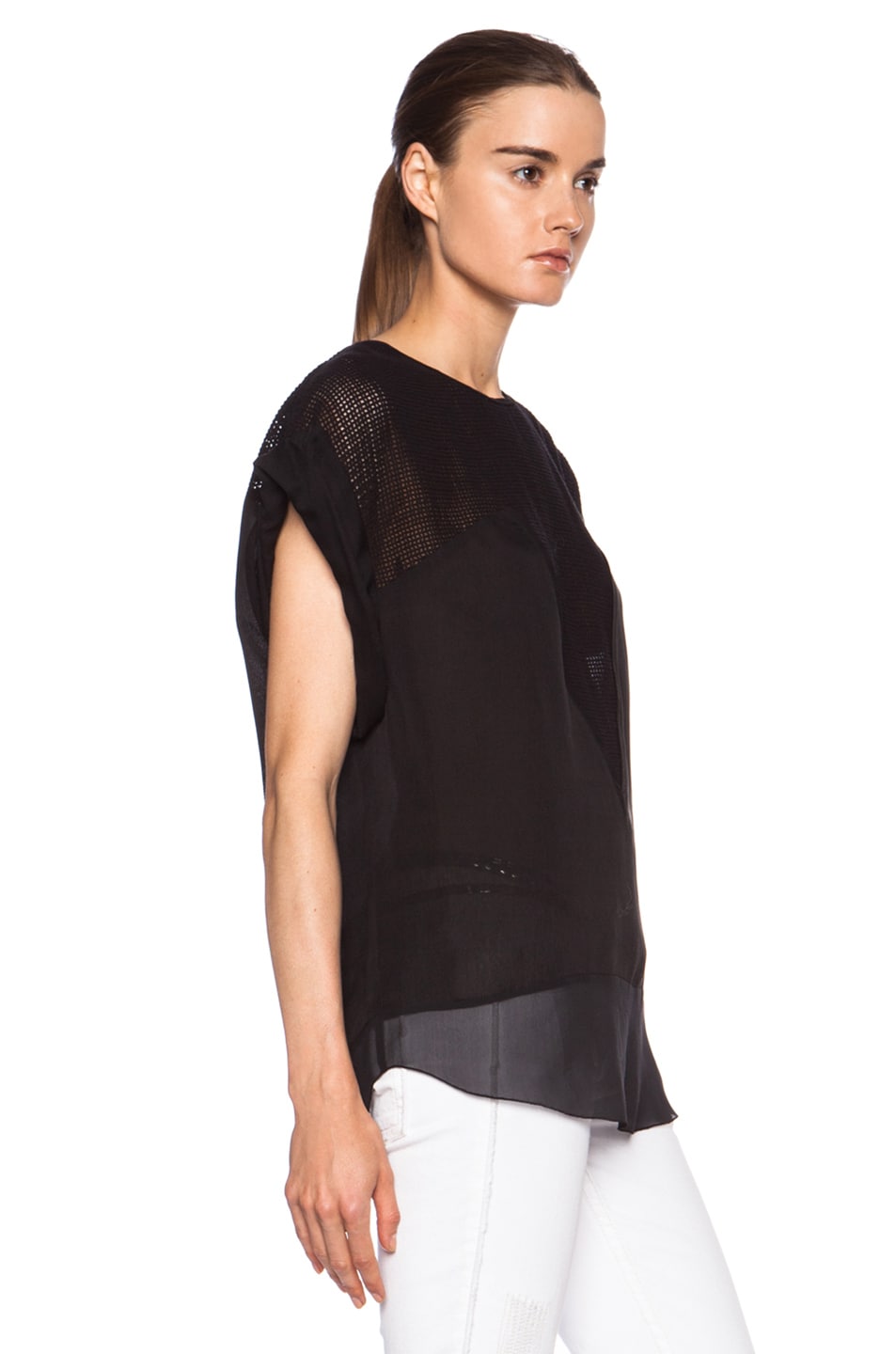 Isabel Marant Rea Modern Flou Cotton Top in Black | FWRD