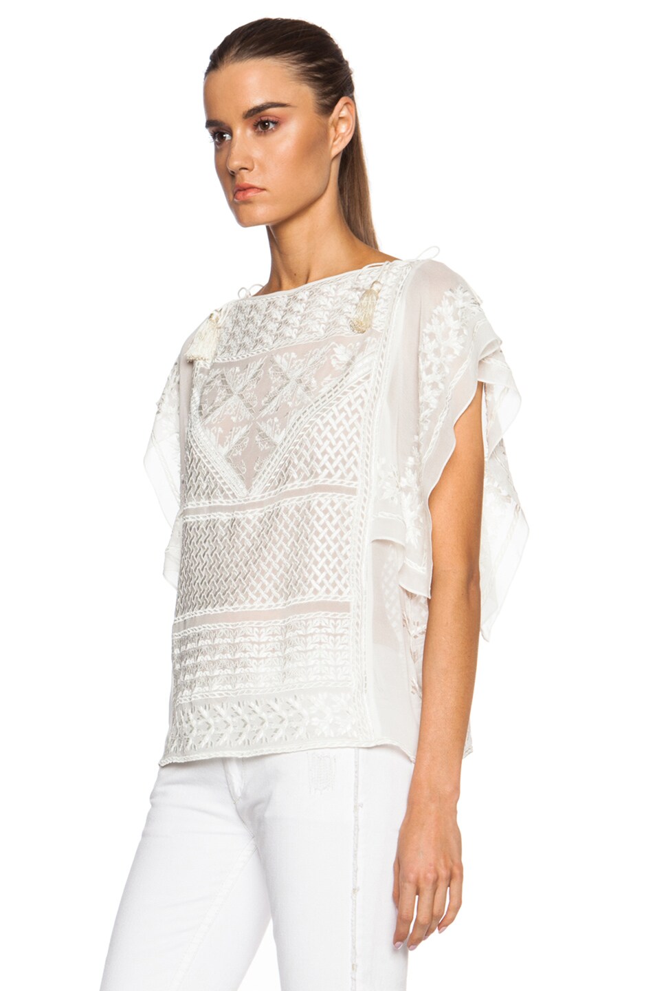 Isabel Marant Allen Gipsy Silk Georgette Top in Ecru | FWRD