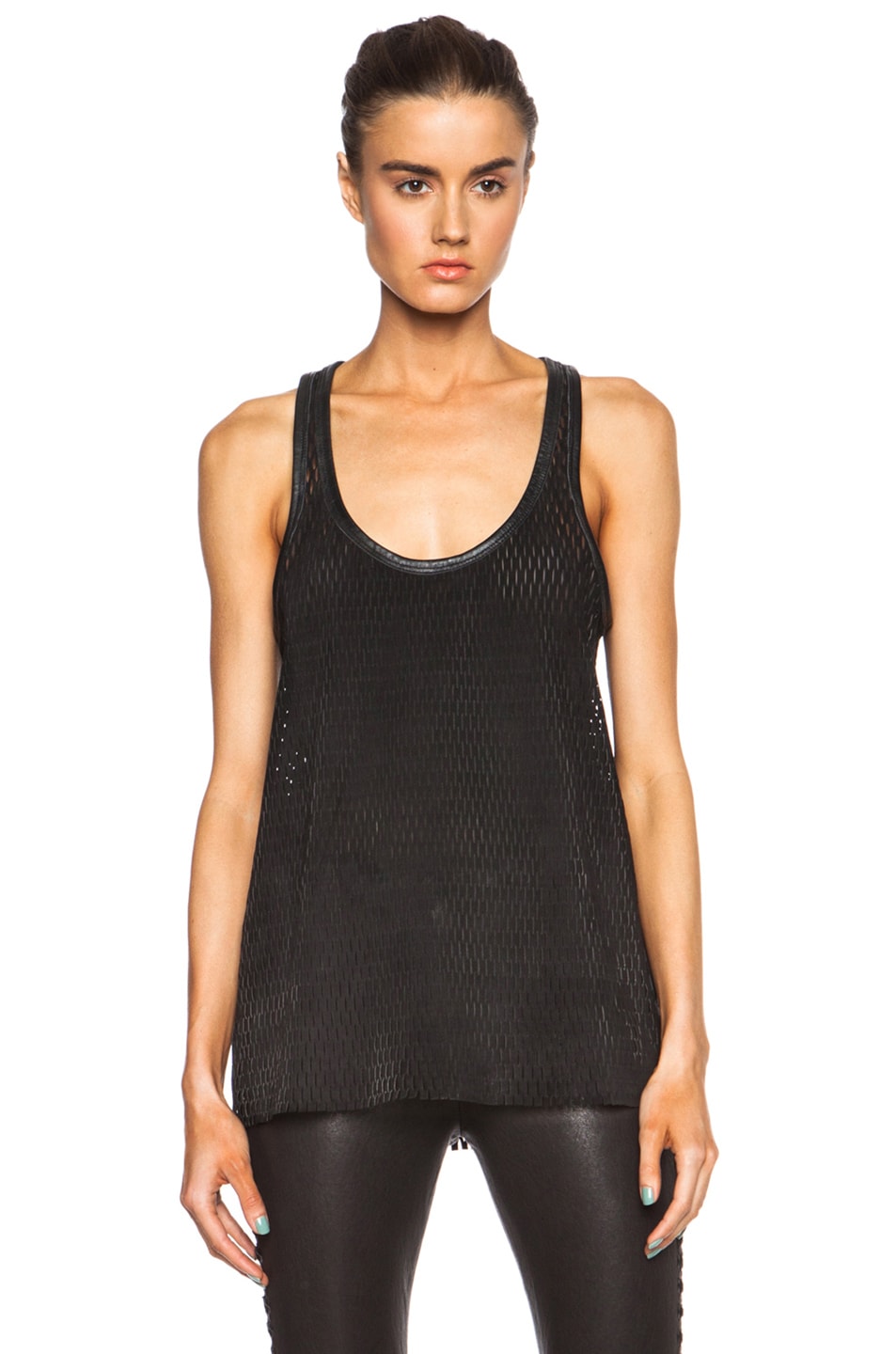 Image 1 of Isabel Marant Felton Sporty Leather Top in Black