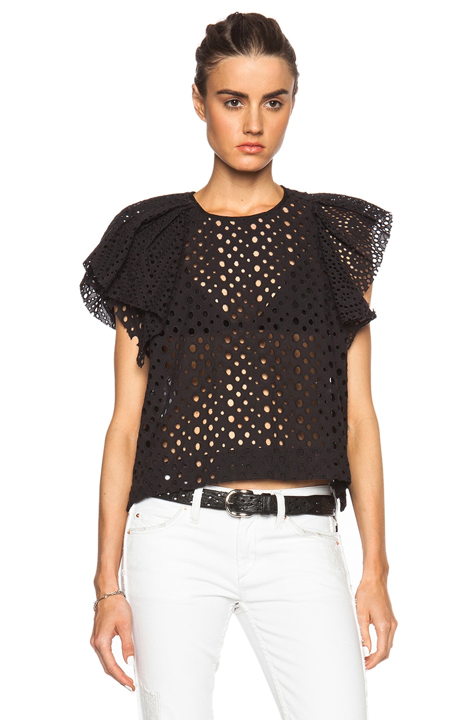 Image 1 of Isabel Marant Vlady French Embroidery Top in Black