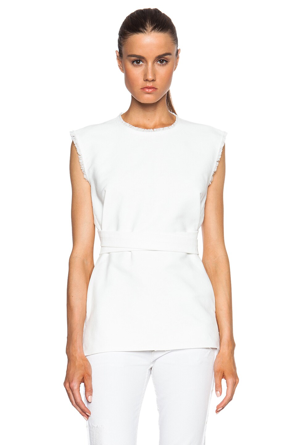 Isabel Marant Kyla Cotton Custard Belted Top in White | FWRD
