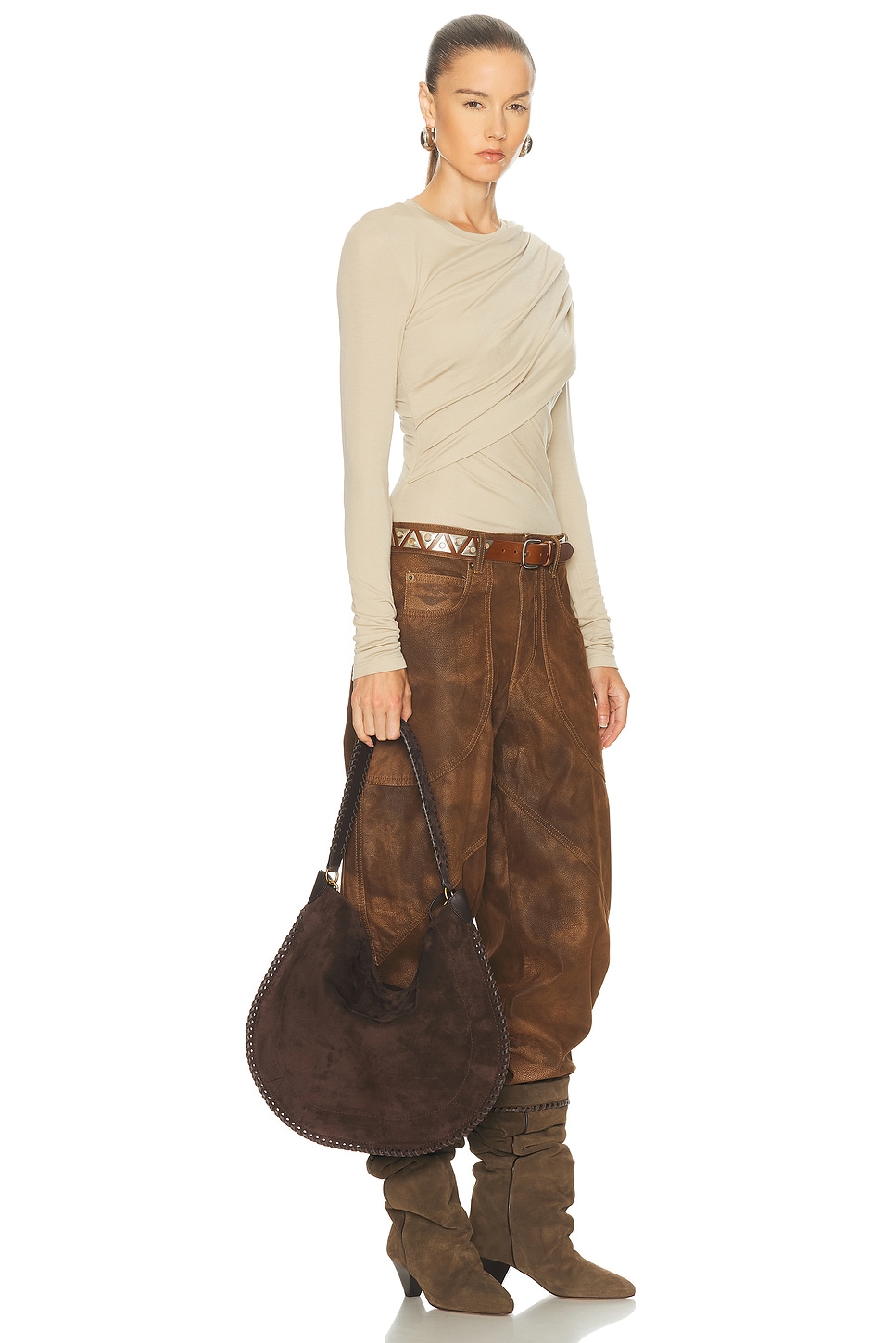 Isabel Marant Oskan Hobo Soft Bag In Brown