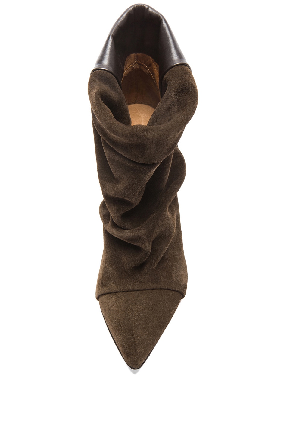 Isabel Marant Andrew Calfskin Velvet Leather Boots in Bronze | FWRD