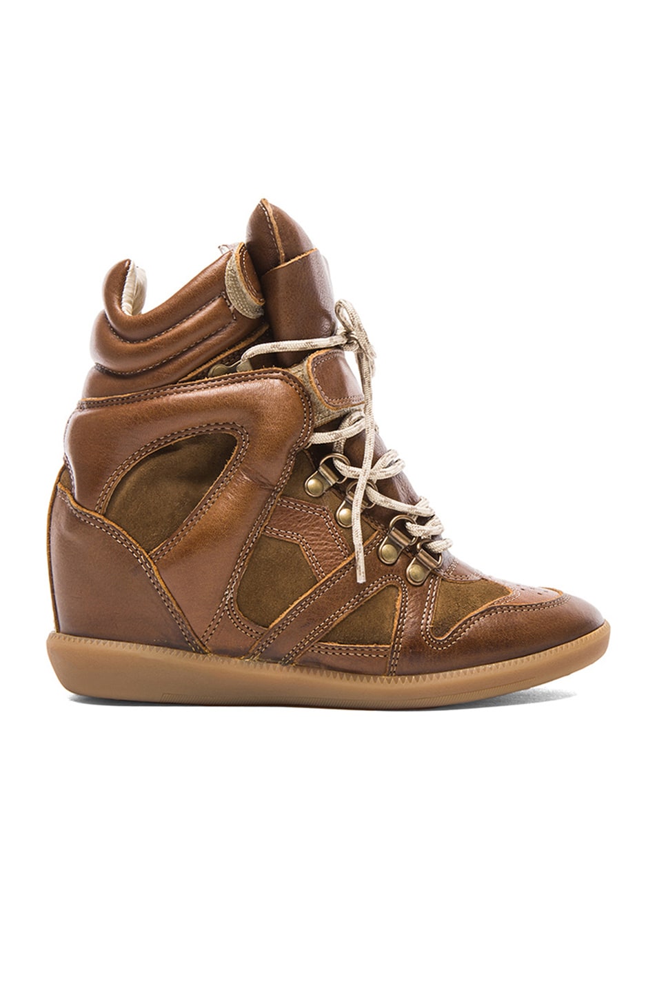 Image 1 of Isabel Marant Buck Tibetan Calfskin Velvet Leather Sneakers in Brown