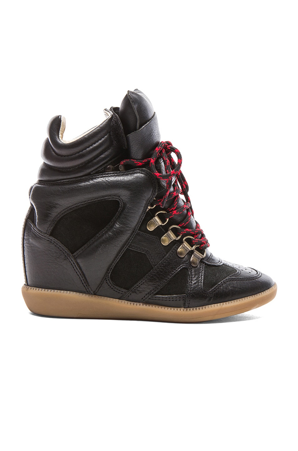 Image 1 of Isabel Marant Buck Tibetan Calfskin Velvet Leather Sneakers in Faded Black