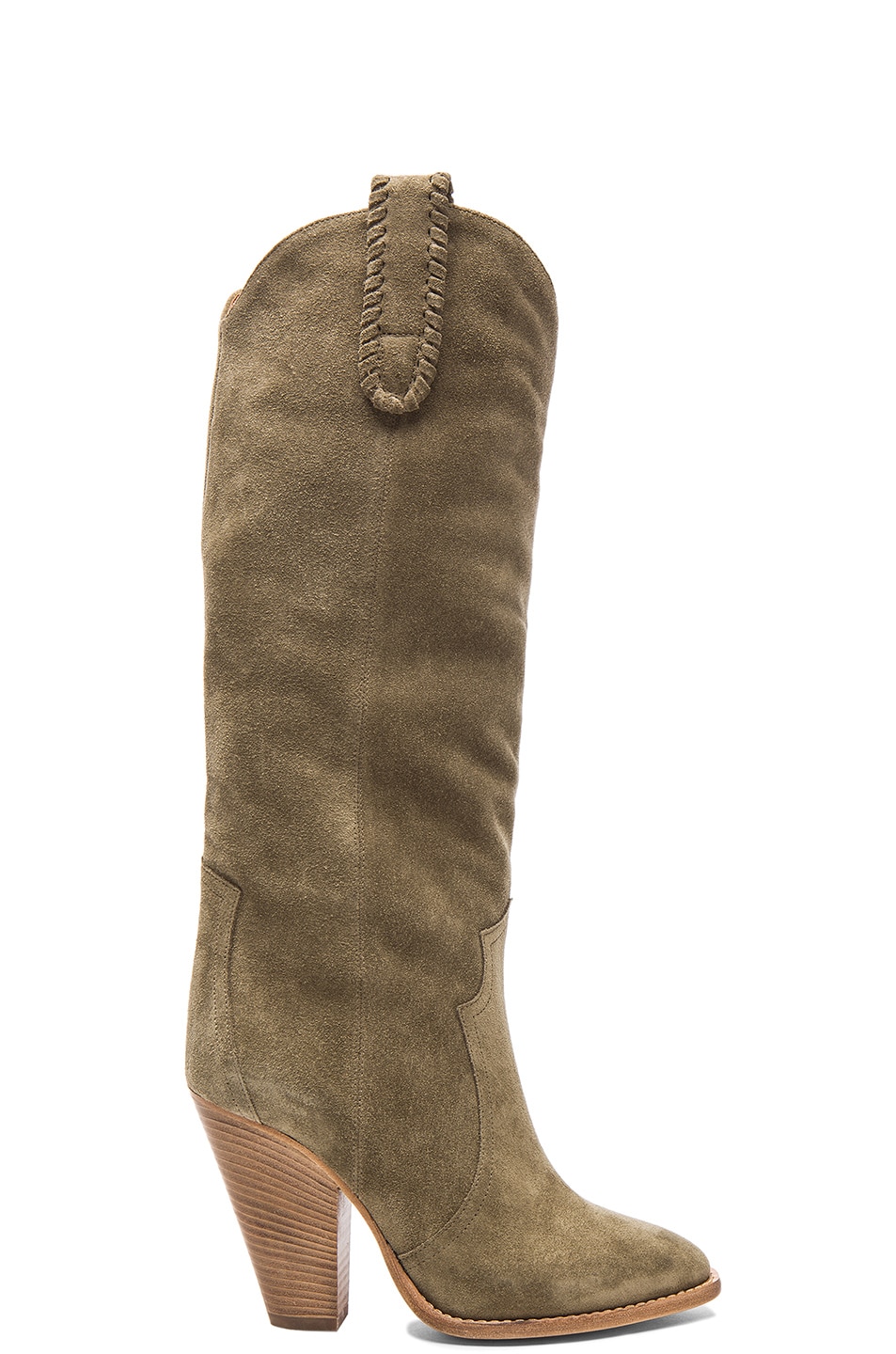 Image 1 of Isabel Marant Ruth Gaucho Calfskin Velvet Leather Boots in Taupe