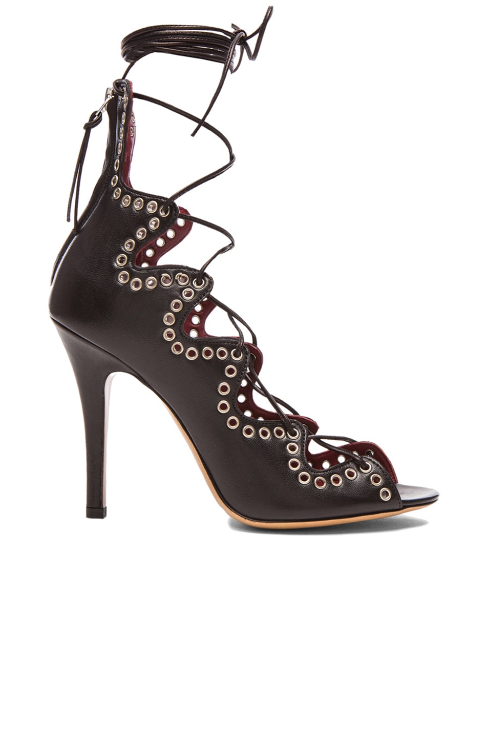 Image 1 of Isabel Marant Lelie Ghillies Leather Sandals in Black