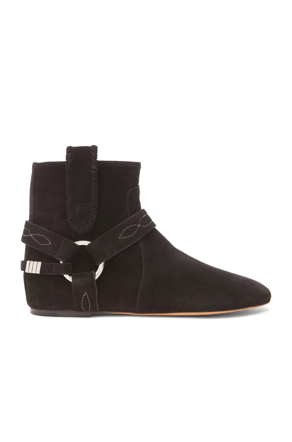 Image 1 of Isabel Marant Ralf Gaucho Calfskin Velvet Leather Boots in Black