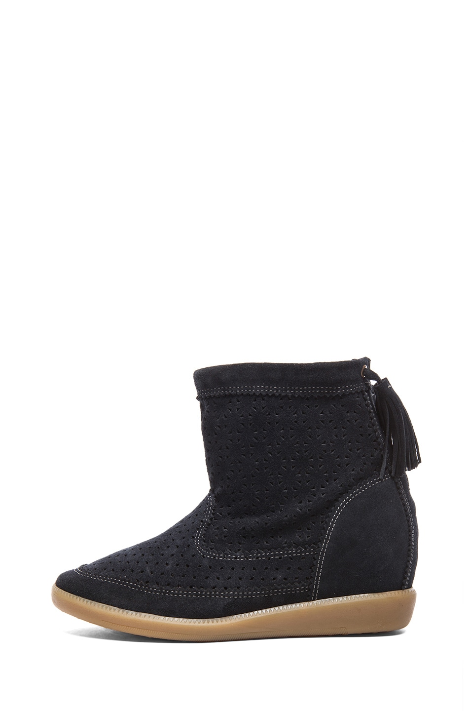 Image 1 of Isabel Marant Beslay Calfskin Velvet Leather Boots in Anthracite