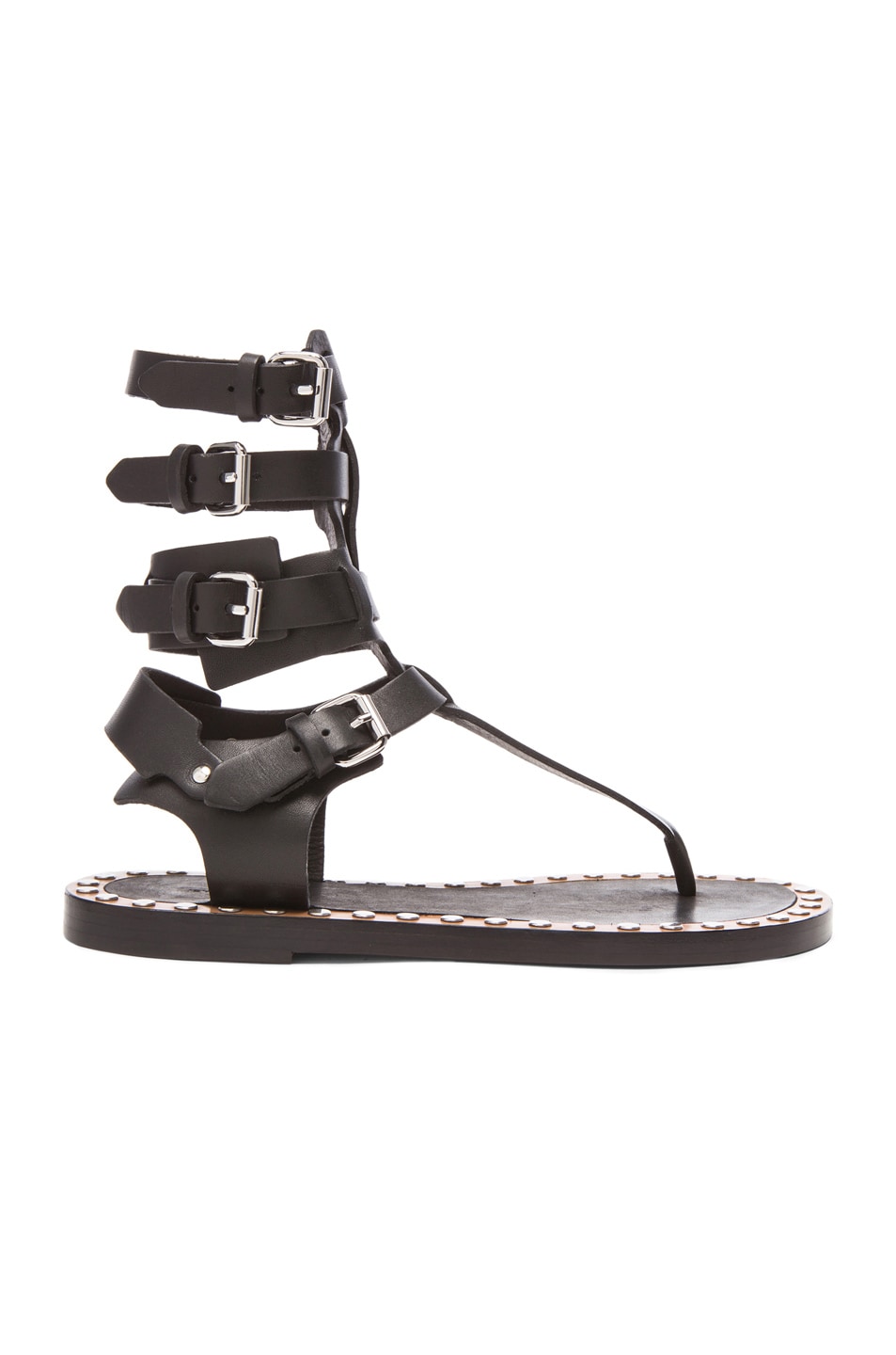 Isabel Marant Jeepy Circus Maximus Calfskin Leather Sandals in Black | FWRD