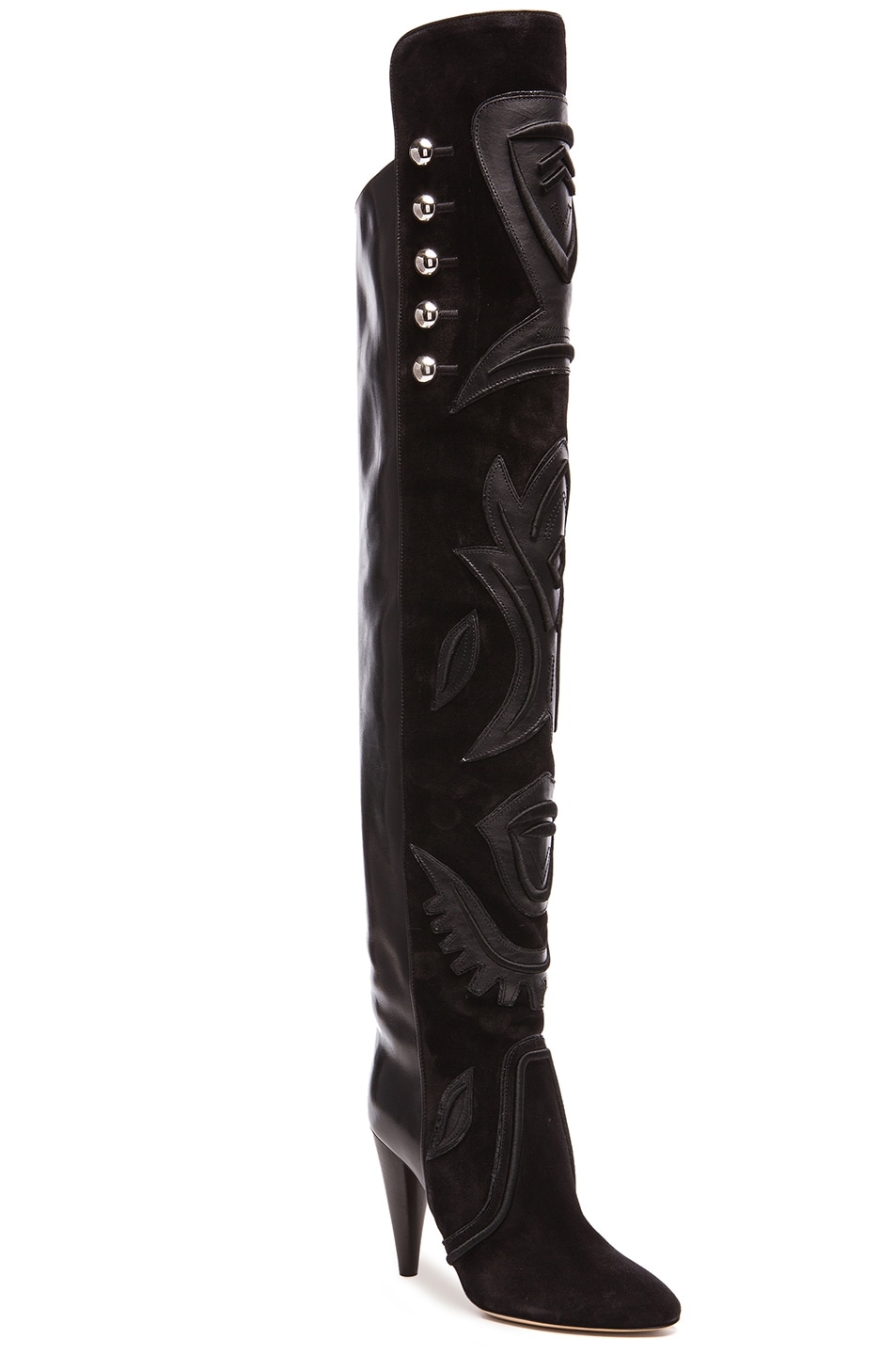 Isabel Marant Becky Thigh High Farrah Leather Boots in Black | FWRD