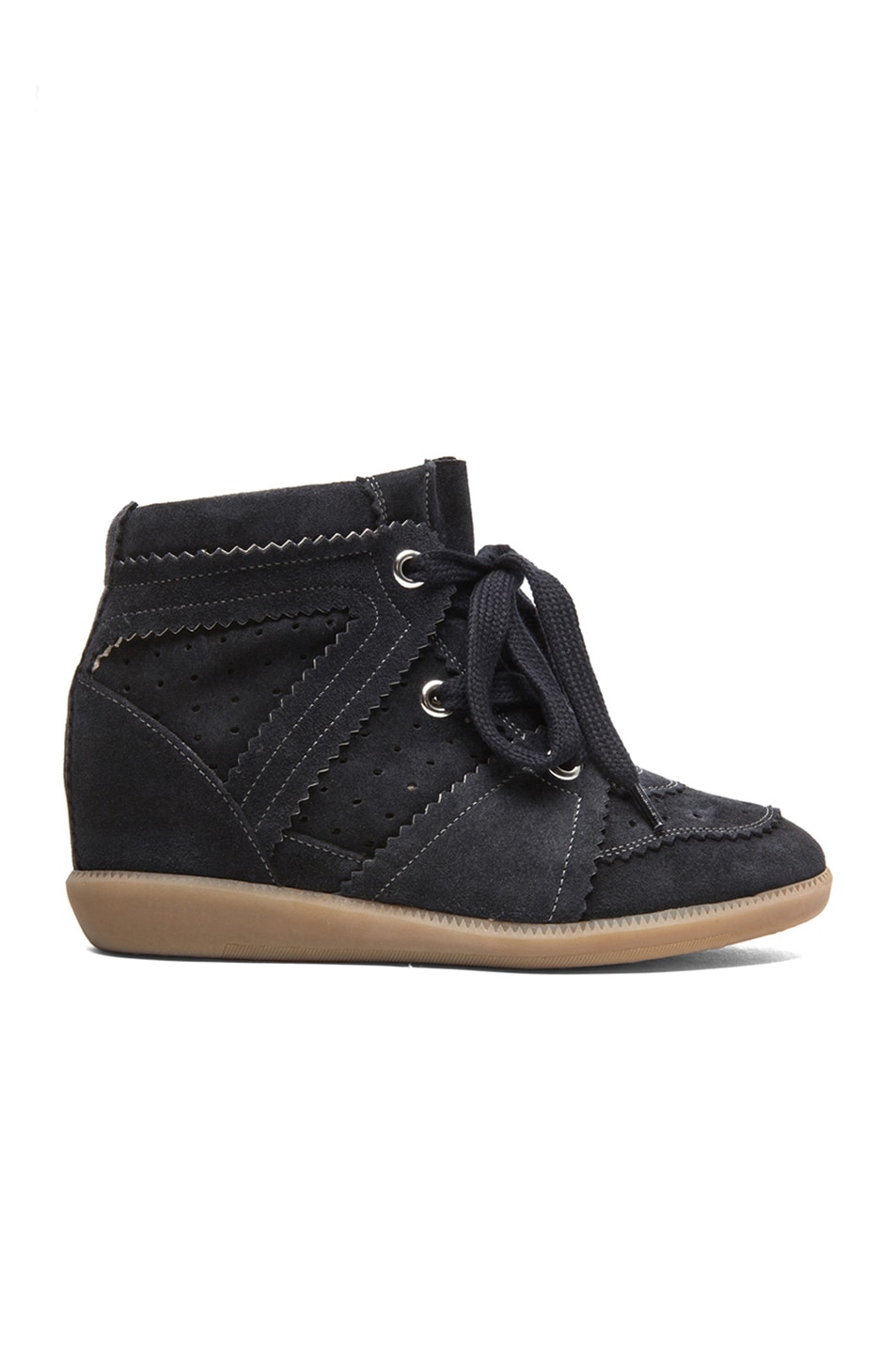 Image 1 of Isabel Marant Bobby Calfkin Velvet Leather Sneakers in Anthracite