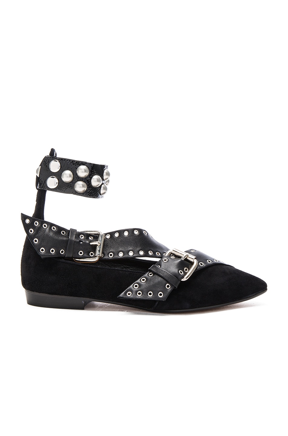 Image 1 of Isabel Marant Suede Linzy Eyelet Flats in Black