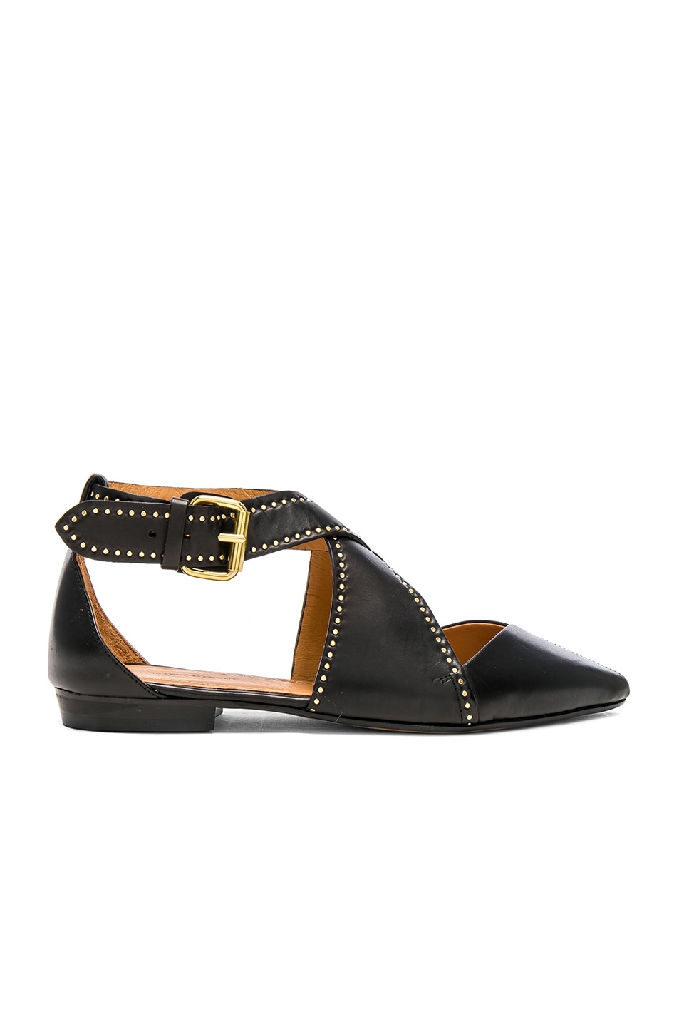 Image 1 of Isabel Marant Leather Lymoa Ankle Strap Flats in Black