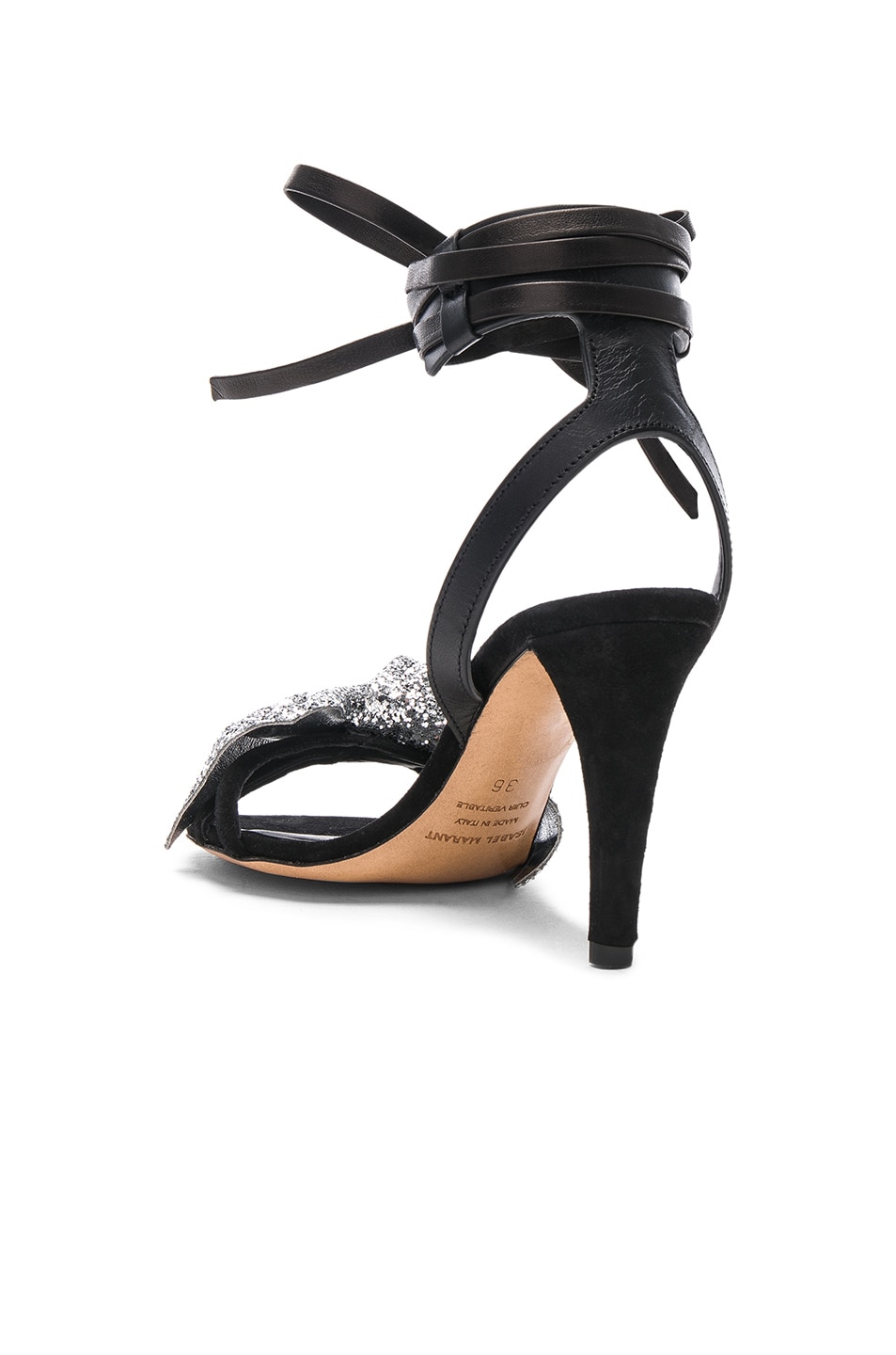 Isabel Marant Glitter Akynn Ankle Strap Sandals in Silver | FWRD