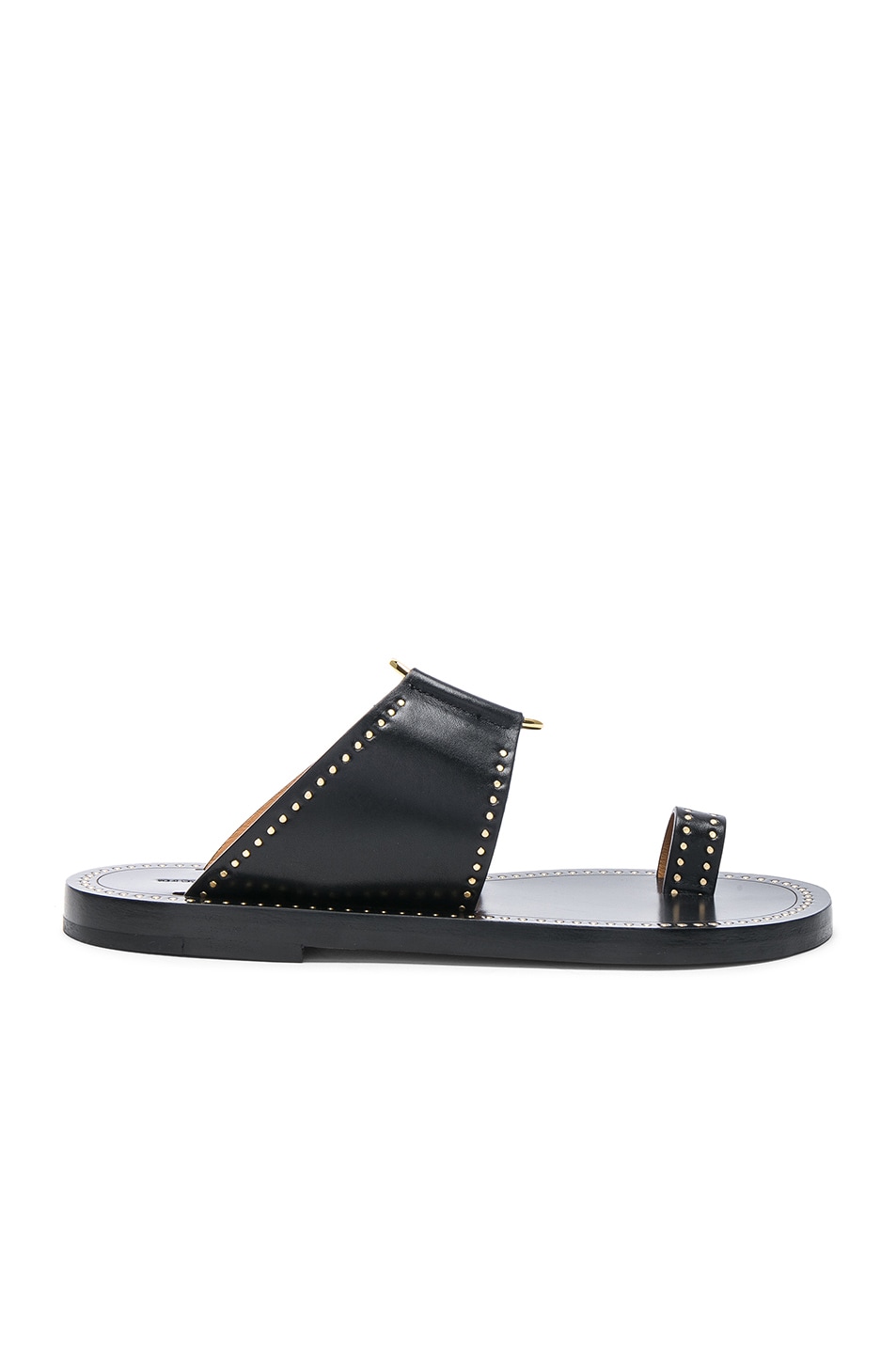 Image 1 of Isabel Marant Leather Jeppy Studded Sandals in Black & Dore
