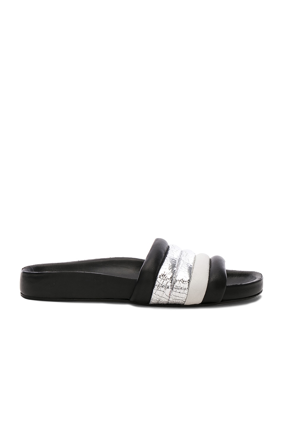Image 1 of Isabel Marant Leather Hellea Slides in Silver