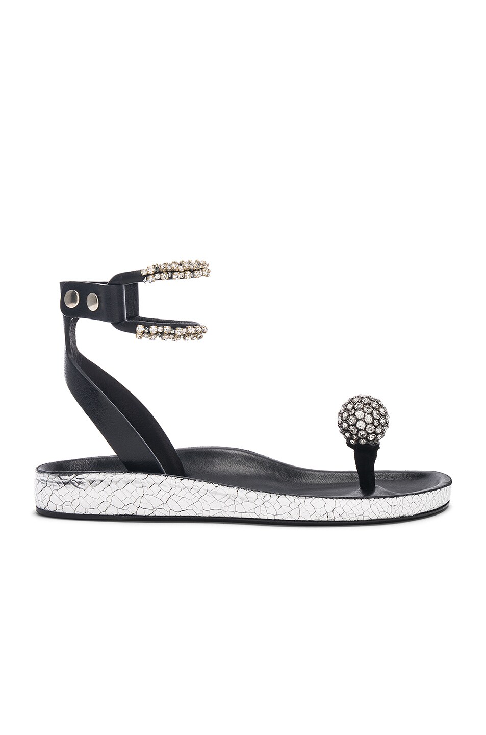 Image 1 of Isabel Marant Metallic Leather Ecly Sandals in Silver