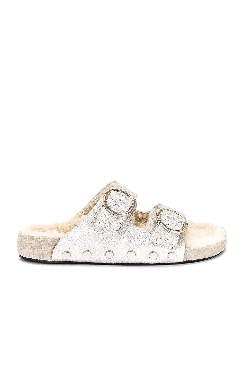 Image 1 of Isabel Marant Lennyo Shearling Sandal in Silver