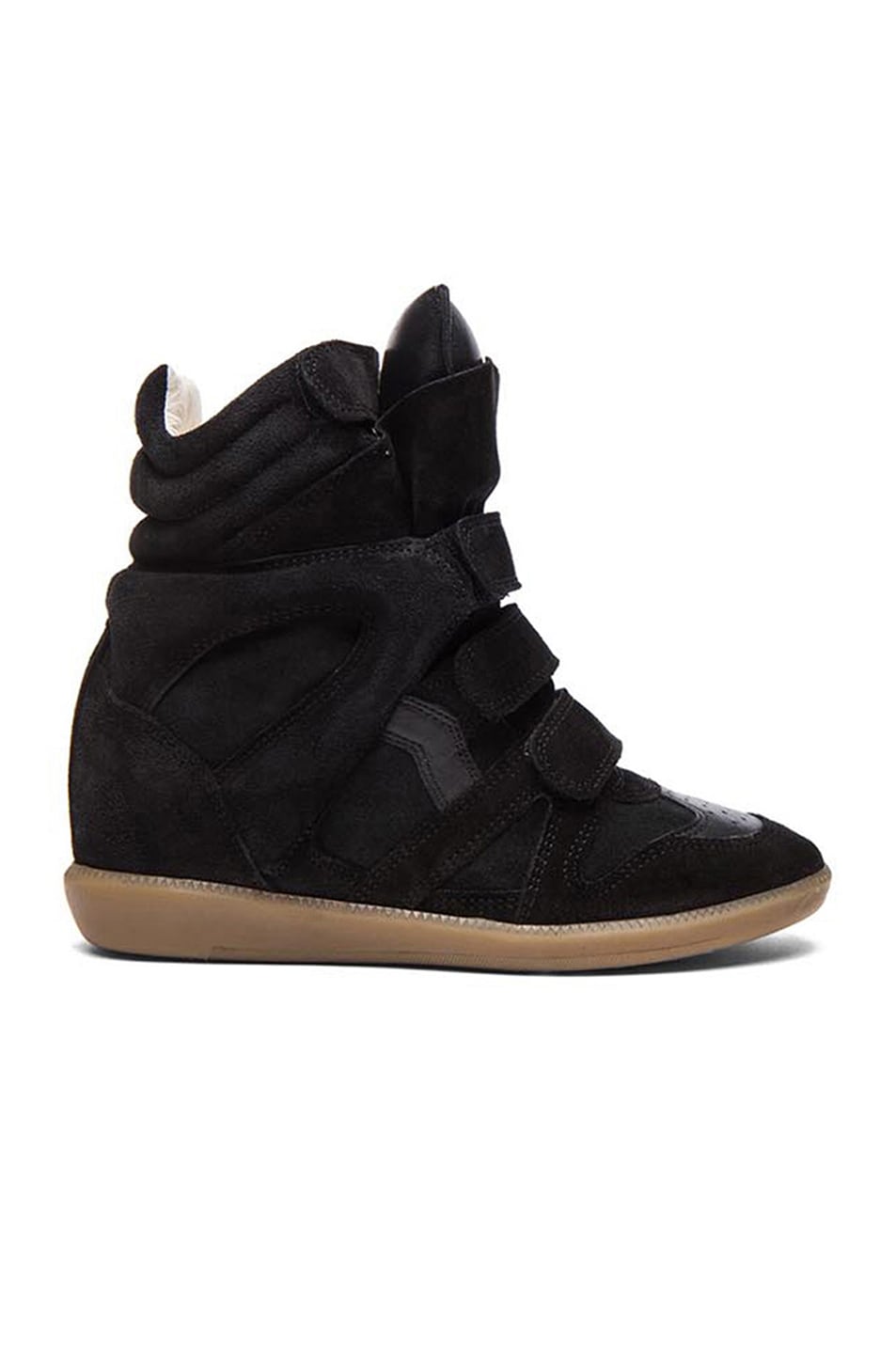 Image 1 of Isabel Marant Bekett Calfskin Velvet Leather Sneakers in Faded Black