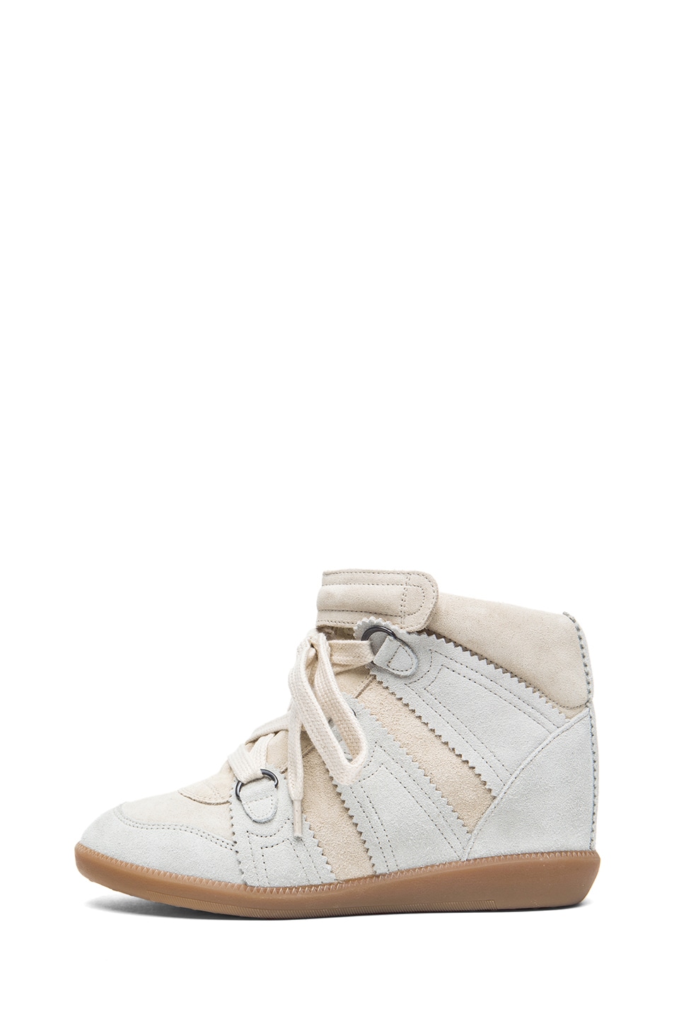 Image 1 of Isabel Marant Bluebel Calfskin Velvet Leather Sneakers in Chalk