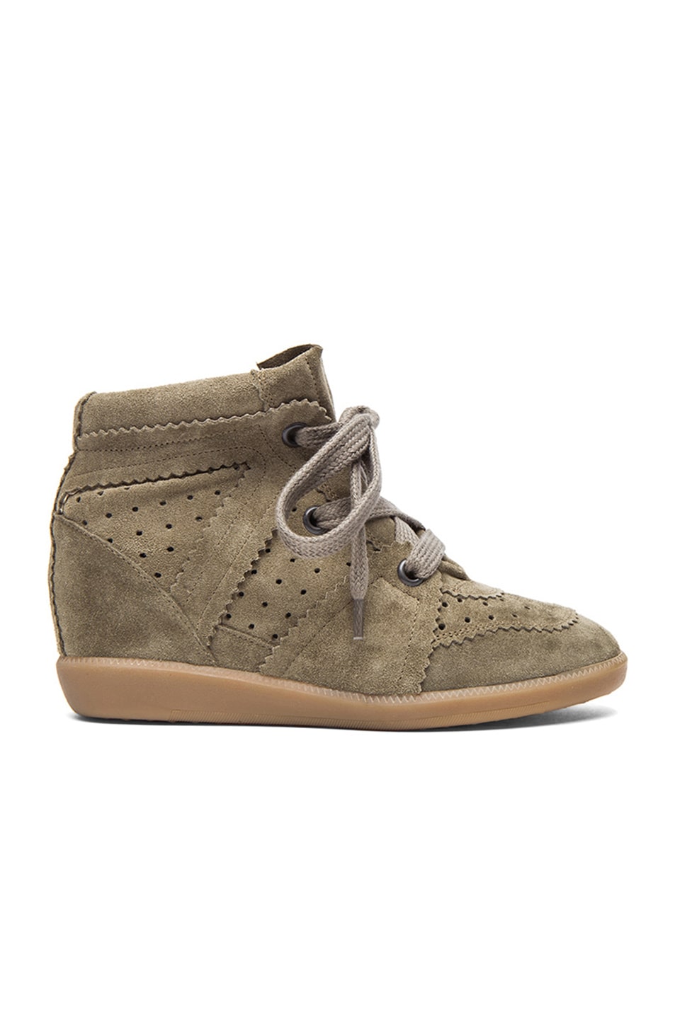 ISABEL MARANT ISABEL MARANT BOBBY CALFSKIN VELVET LEATHER SNEAKERS IN BROWN