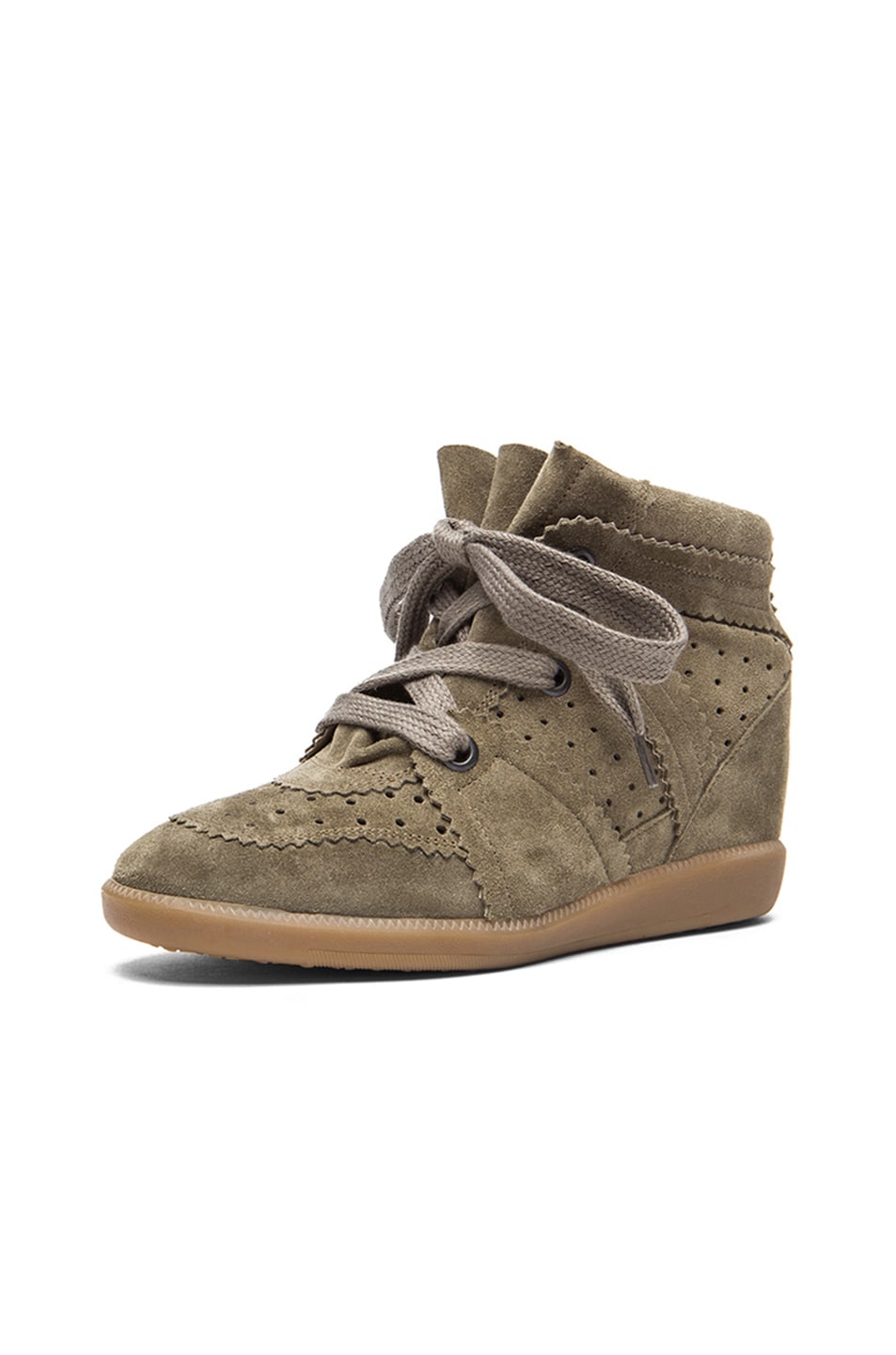 ISABEL MARANT ISABEL MARANT BOBBY CALFSKIN VELVET LEATHER SNEAKERS IN BROWN