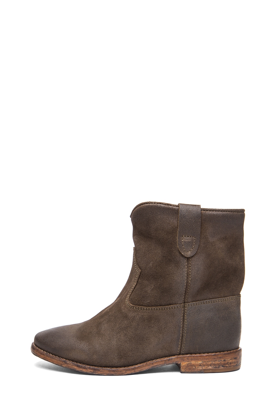 Isabel Marant Crisi Calfskin Velvet Boots in Bronze | FWRD