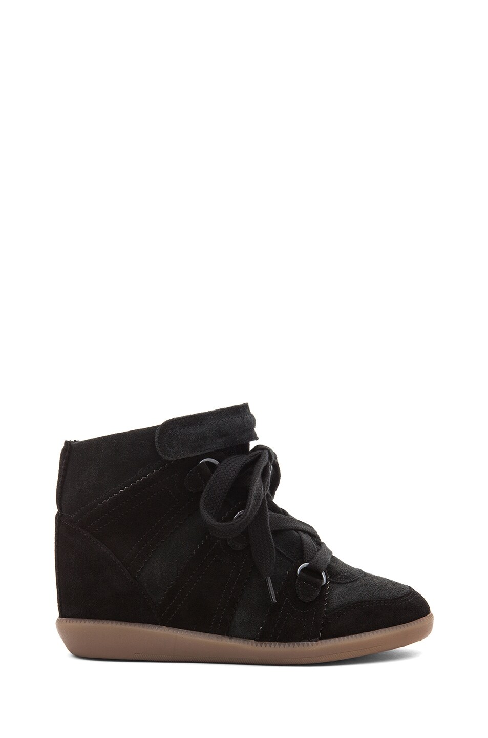 Image 1 of Isabel Marant Bluebel Calfskin Velvet Leather Sneaker in Faded Black