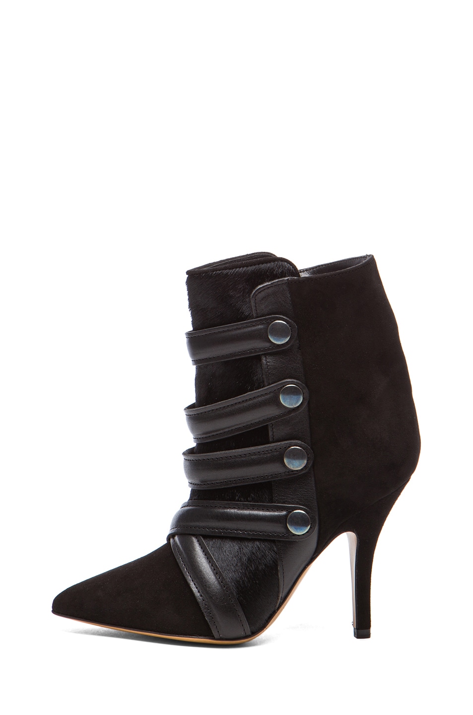 Image 1 of Isabel Marant Tacy Goat Suede Leather Pony Booties in Black
