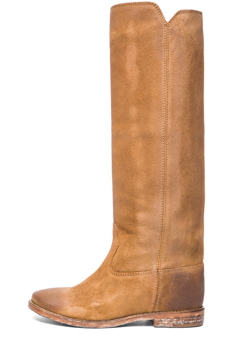 Image 1 of Isabel Marant Cleave Calfskin Velvet Leather Boots in Camel