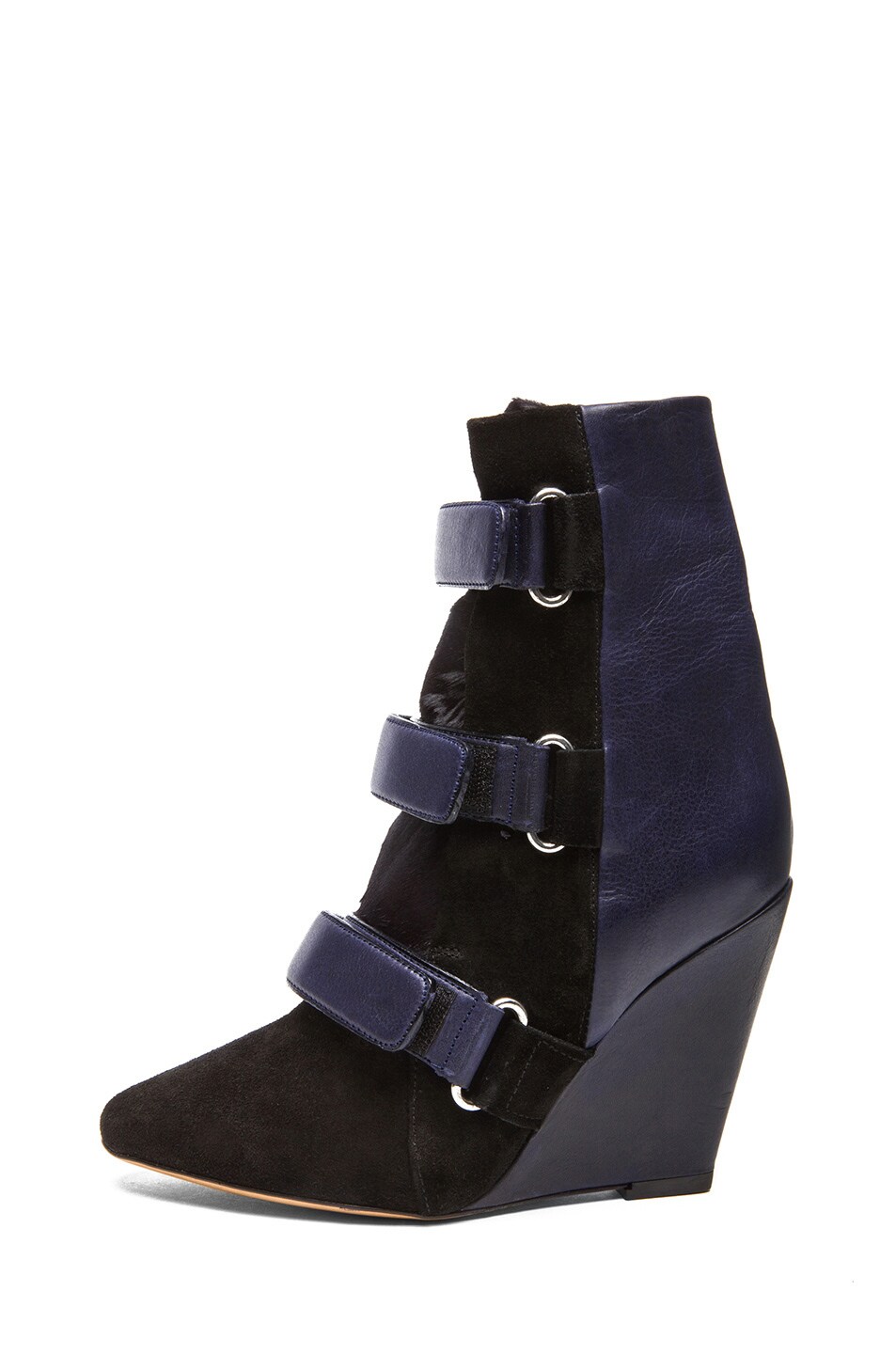 Image 1 of Isabel Marant Scarlet Calfskin Suede Leather Wedge Bootie in Midnight