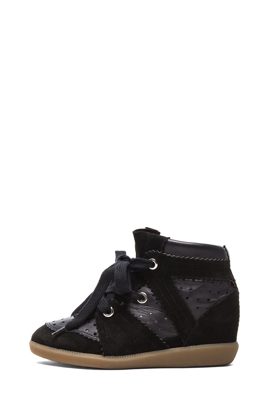 Image 1 of Isabel Marant Betty Calfskin Velvet Leather Sneakers in Midnight