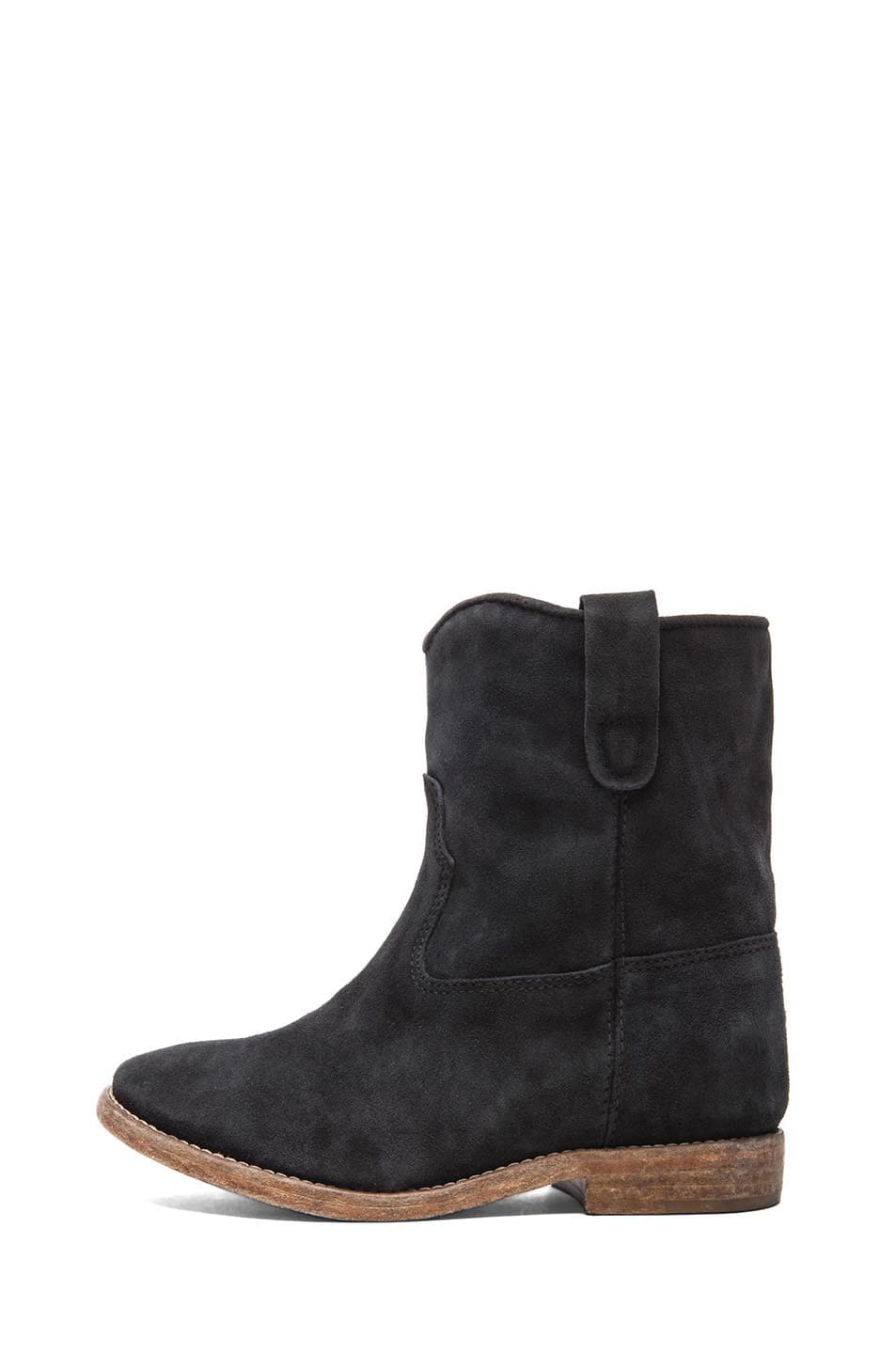 Isabel Marant Crisi Calfskin Velvet Leather Boots in Anthracite | FWRD