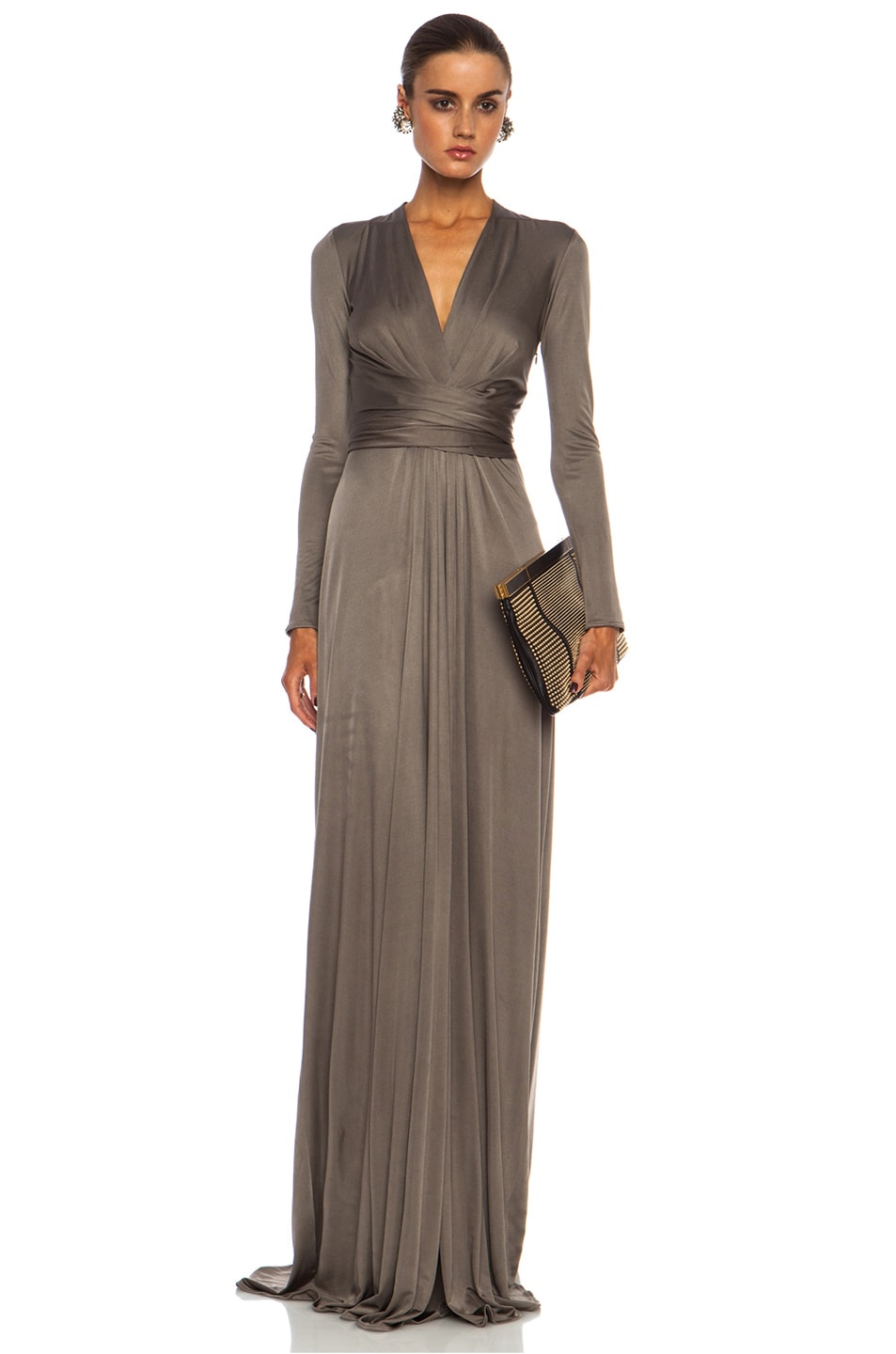 Image 1 of Issa Florence Color Block Maxi Silk-Blend Gown in Smoke
