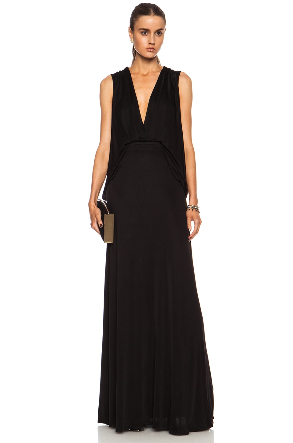 Image 1 of Issa Lucia Maxi Silk-Blend Dress in Onyx