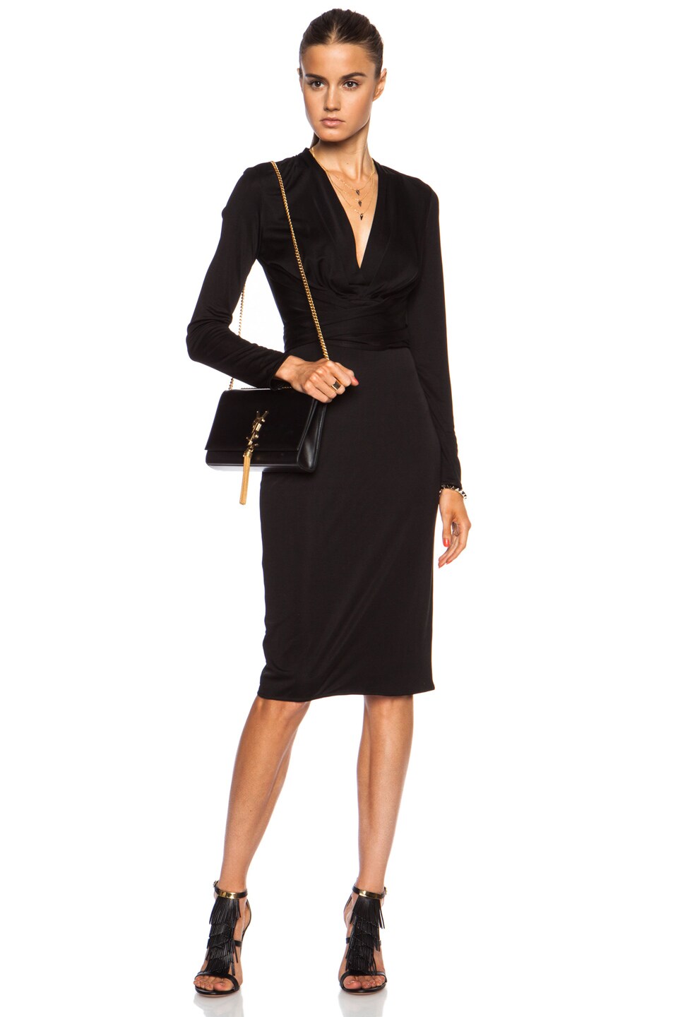 Image 1 of Issa Penny Jersey Wrap Silk-Blend Dress in Black
