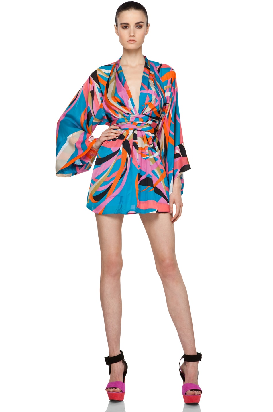 Download Issa Short Kimono Dress in Aqua Marine | FWRD