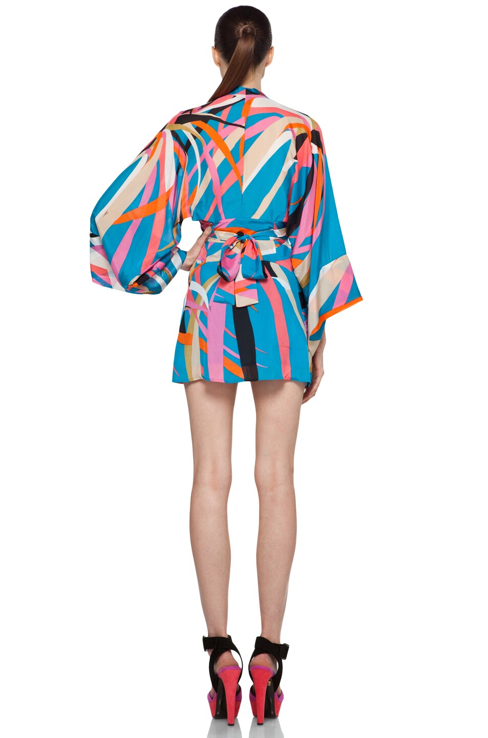 Issa Short Kimono Dress in Aqua Marine FWRD