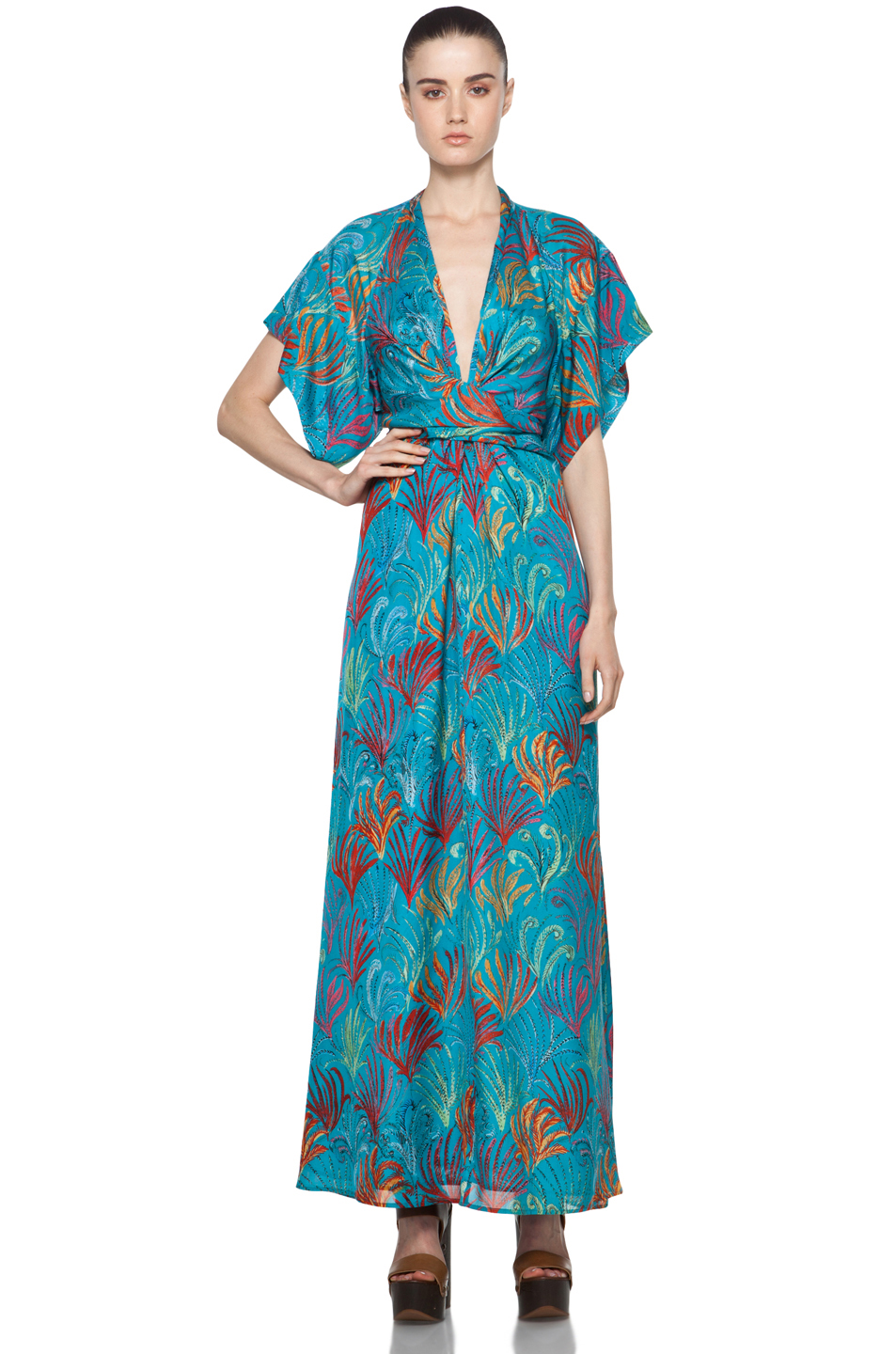 Issa Long Kimono Dress In Sea Fwrd Image 1 Of Issa Long Kimono Dress In Sea